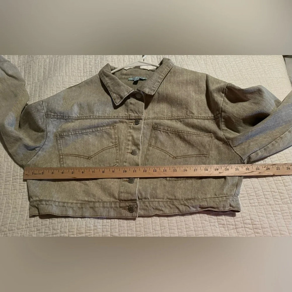 She + Sky Cropped Denim Jacket Sz L - Picture 9 of 10